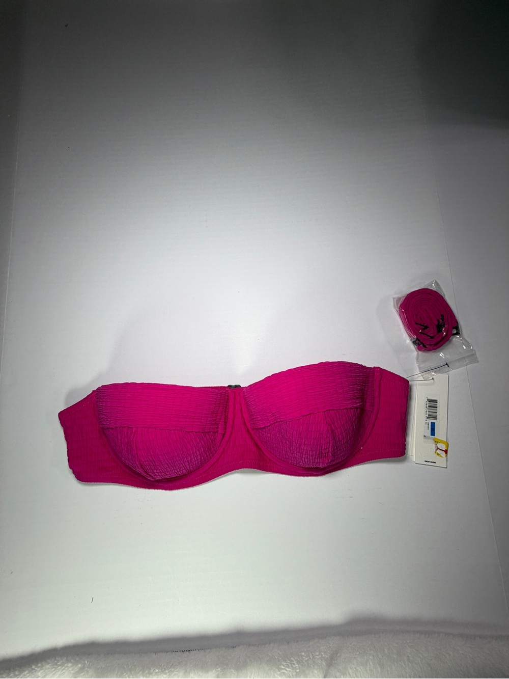 DKNY Strapless Bandeau Bikini Top in Hot Pink With Optional Straps